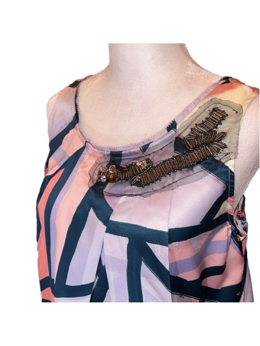 VERA WANG Simply Vera Fantastic Abstract Print Pop-Over Dress Size XS - Picture 2 of 13